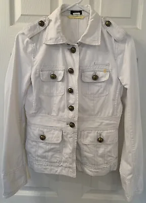 J. Crew XS Women's White Button Up Denim Jean Jacket Shirt Pockets Casual Wear • $15