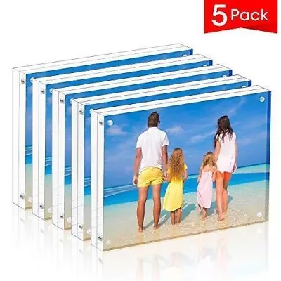 5 Pack Acrylic Picture Photo Frame Magnetic 4x6 Clear Free Standing  4x6“ • $25.19