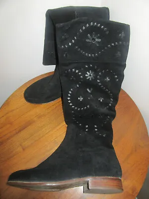 $45.99 • Buy Jack Rogers Tara Womens Suede Boots Black Star Pattern Size 8m