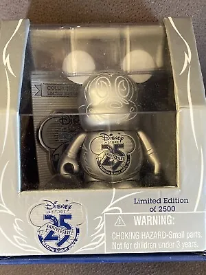 Disney Store 25th Anniversary Silver Mickey Mouse 3” 2011 Vinylmation With Pin • $12