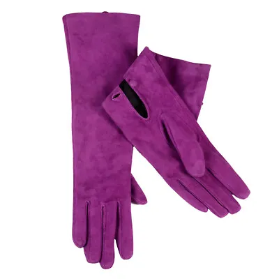 40cm Women's Real Suede Leather Botton Wrist Party Evening Opera/long Gloves • $33.80