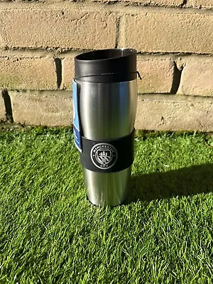 Official Manchester City FC Vacuum Travel Mug/flask Hot/cold Drinks Silver/Blac • £11.99