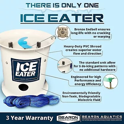 Bearon Aquatics Ice Eater P250 1/4 HP De-Icer 115V - 3 Yr Warranty Dock Deicer • $1065