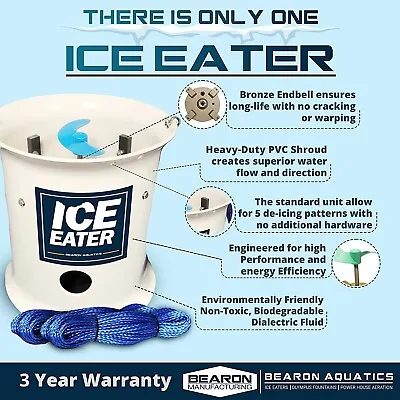 Bearon Aquatics Ice Eater P750 3/4 HP De-Icer 115V - 3 Yr Warranty Dock Deicer • $1285.99