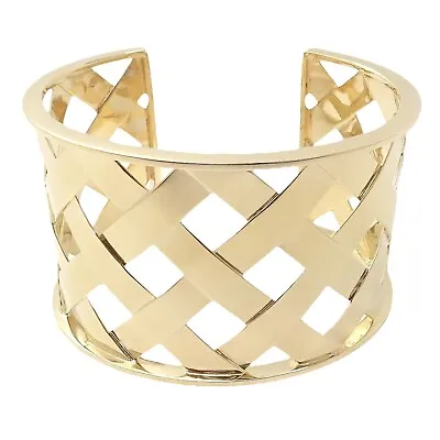 Rare! Authentic Verdura 18k Yellow Gold Criss Cross Wide Cuff Bracelet • $20500