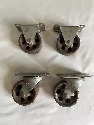 VTG 2  Faultless Steel Casters Set USA Factory Industrial Metal • $125