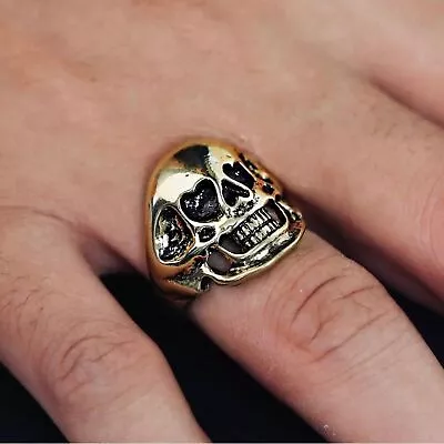 Rustic Brushed Matte - Chunky Retro Skull Ring • $13