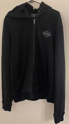 Harley-Davidson Mens Full-Zip Hoodie Solid Black Motorcycle Biker Sweatshirt New • $36.99