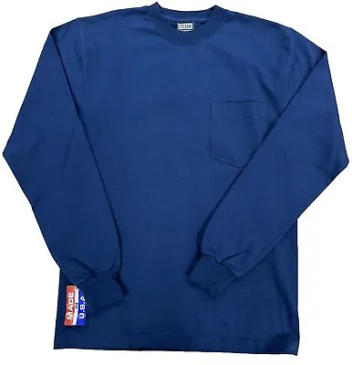 Filson 8 OZ Long Sleeve Pocket Tee 20119532 MADE IN USA Navy Heavyweight Thick • $29.99