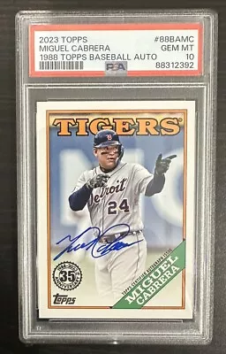 2023 Topps Miguel Cabrera 1988 Auto PSA 10 Detroit Tigers 88BA-MC On Card HOF • $30