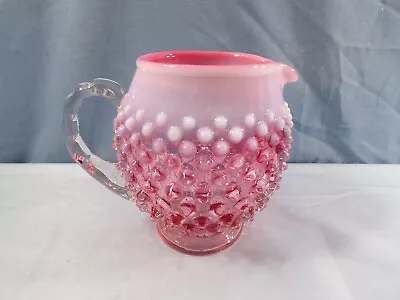 Fenton Cranberry Opalescent Glass Hobnail Squat Pitcher 4 1/2  INV4 • $24.99