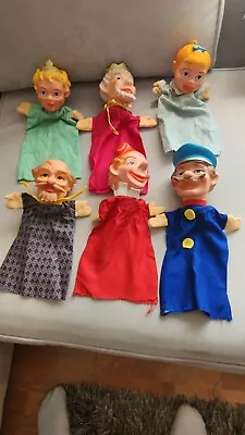 Lot Of 6 Vintage Antique German Hand Puppets Rubber Head Marked Western Germany  • $27.50