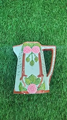 Vintage Majolica Seymour Mann Pitcher Aqua Rose Floral Pe • $40