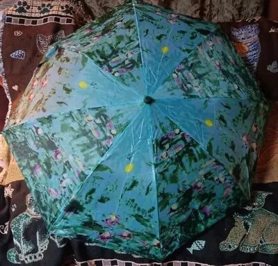 Vintage Umbrella Abstract Water Flowers After Style Of Monet Impressionism Art • $35