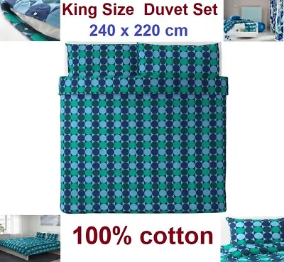 Ikea KROKUSLILJA King Size Duvet Quilt Set & 2 Pillowcases Blue Green 240x220cm  • £42.59