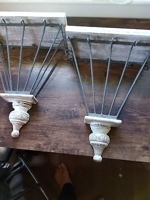 2 Wrought Iron And Wood Shabby Chic Shelves • $25