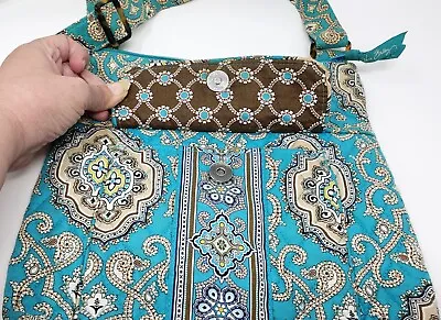 Vintage Vera Bradley Totally Turquoise Paisley Hipster Crossbody Bag Purse  • $9.99