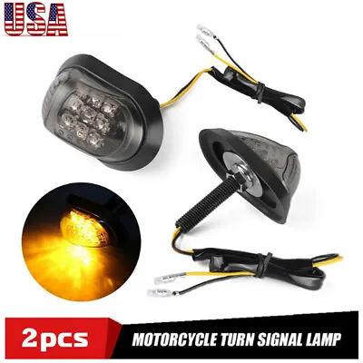 2X Smoke Flush Mount Motorcycle LED Turn Signals Light Blinker Amber Indicator • $10.98