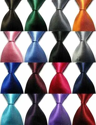 New Classic Solid Plaids Of 19 Color Jacquard Woven 100% Silk Men's Tie Necktie • $8.99
