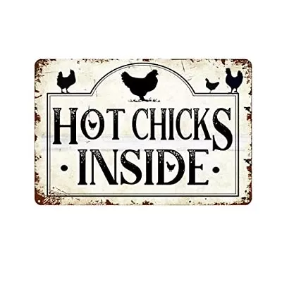 Chicken Signs For Kitchen Hot Chicks Inside Sign For Chicken Coop Funny Chick... • $16.40