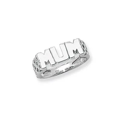 Sterling Silver 925 Plain ' Mum ' Ring ( Designs May Vary ) . • £22.68