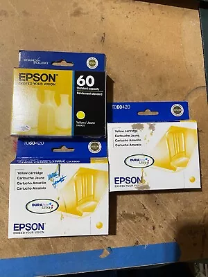 GENUINE SET OF 3 EPSON T060420 Yellow INK STYLUS C68/C88 CX3800/CX7800 • $19.95