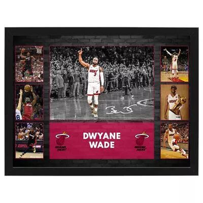 $79 • Buy Dwayne Wade Heat Signed Framed Poster Jordan Curry Lebron Basketball Memorabilia