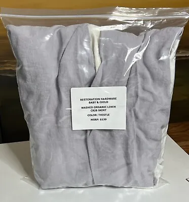 Restoration Hardware Washed Organic Linen Crib Skirt Thistle NEW $139 • $59.99