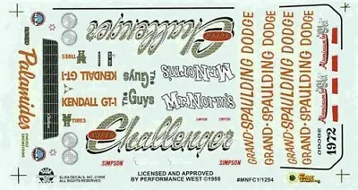 Slixx 1294 Mr Norms Challenger F/C Drag Decal • $10.50
