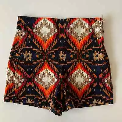 Zara Shorts Women’s Size XS High Waist Aztec Tribal Geometric Print Multi Color • $20