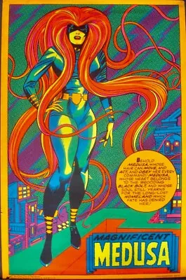 MAGNIFICENT MEDUSA MARVEL THIRD EYE Black Light Poster TE 4013 JACK KIRBY 1971 • $1500