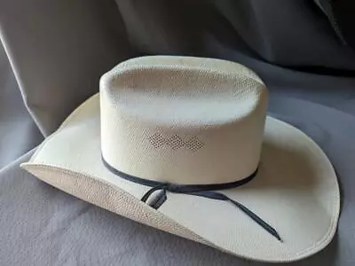 Vintage SHANTUNG Straw Hat 7-1/2 Cowboy 30X Off-white PANAMA Western RANGER HATS • $129.95