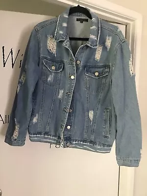 Brand New Womens Size 14 Distressed Denim Jacket  • $20