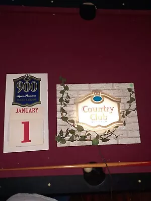 Vintage Lot COUNTRY CLUB MALT Lagger Lighted Sign 900 XXX MALT LIQUOR Calendar  • $119