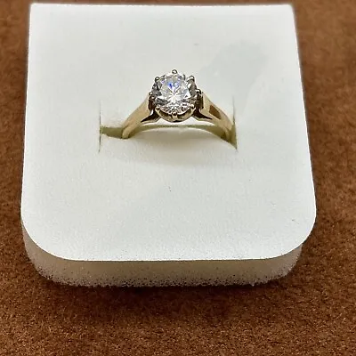 Vintage Ladies 9ct Yellow Gold Cubic Zirconia Solitaire Ring Size K • £80