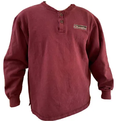 Vintage Mens Champion Pullover Authentic Made In USA Size L Burgundy FREE POST • $49.95