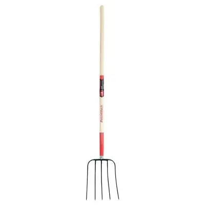Manure Mulch Loose Material Fork 5-Oval Tine Forged Hardwood Handle Steel Head • $55.43