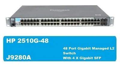 HP J9280A Procurve 2510-48G 48 Port  Gigabit Managed Layer2 Ethernet Switch • £36.99