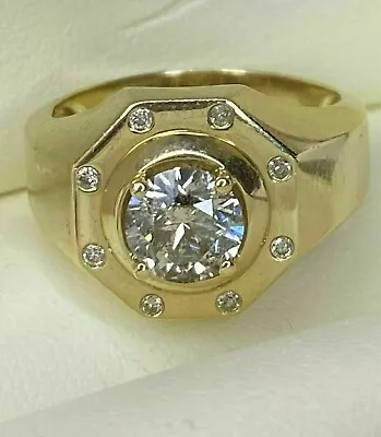 2.50 Ct Round Cut Simulated Diamond Men Engagement Ring 14k Yellow Gold Plated • $152.80