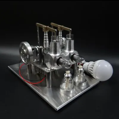 DIY Powerful Hot Air Stirling Engine Model Toy Mini 2Cylinde Generator Motor Toy • $145.99