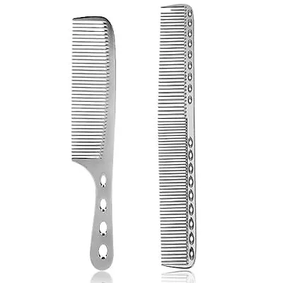 Metal Comb 2 Pcs Aluminum Barber Comb Set Professional Fine Tooth Comb Hair • $11.01