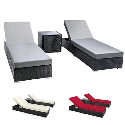 $611.95 • Buy Gardeon Sun Lounge Wicker Lounger Outdoor Setting Patio Furniture 3 Covers Set