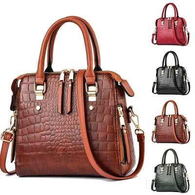 Ladies Fashion Leather Handbag Tote Bag Womens Cross Body Medium Shoulder Bags • £10.97