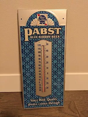 Vintage Pabst Blue Ribbon  Metal Wall Thermometer 1960’s Works! • $40