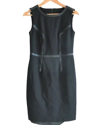 $5 • Buy Joseph Ribkoff Sz 8 Black Vinyl Contrast Sleeveless Pencil Dress