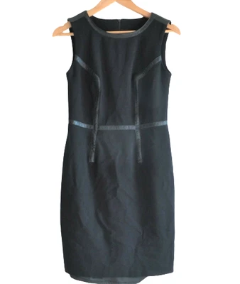$5 • Buy Joseph Ribkoff Sz 8 Black Vinyl Contrast Sleeveless Pencil Dress