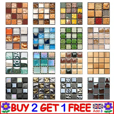 £4.99 • Buy 10Pcs 3D Mosaic Tile Stickers Kitchen Bathroom Wall Stone Decors Self-adhesive