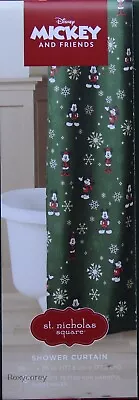 Disney Christmas Mickey & Minnie Mouse Snowflake Shower Curtain 70x70 NIP • $39.99