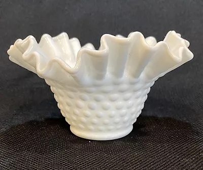 Fenton White Hobnail Ruffled Edge Milk Glass Bowl Vintage 6” • $19.99