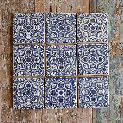 9 X  Ceramic Mexican Tiles  Rosa Azul -  SMALL SIZE 5 X 5 Cms • £5.85